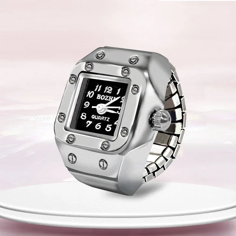 Fashion Quartz Ring Watch - Black