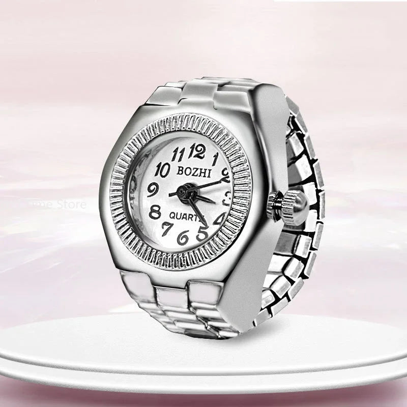 Fashion Quartz Ring Watch - White