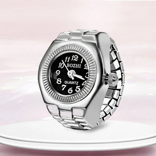 Fashion Quartz Ring Watch - Black