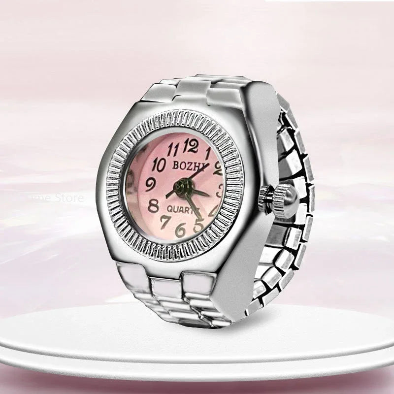 Fashion Quartz Ring Watch - Pink